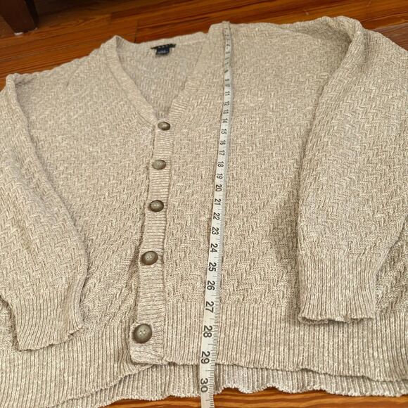 Vtg 90s Beige Textured Button-Up Cardigan Men’s XLT Grandpa Neutral Minimalist - Picture 5 of 6